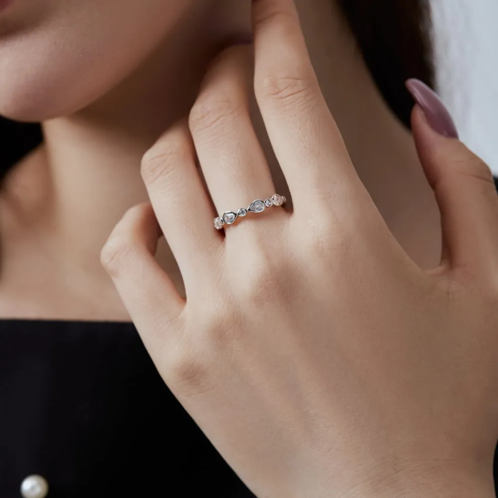 Sparkle Teardrop Round Zirconia Band Rings 70100180 - image2