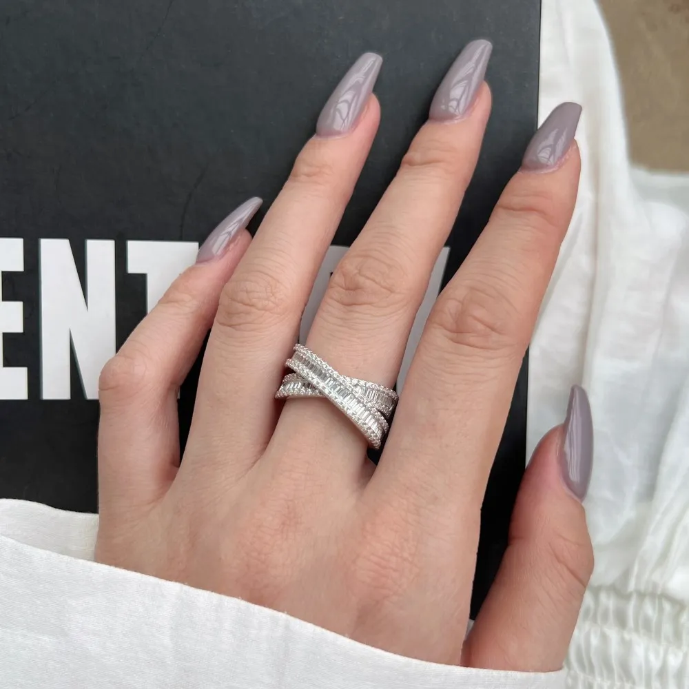 Luxury Cross Chain Zirconia Party Band Rings 70100193 - image1