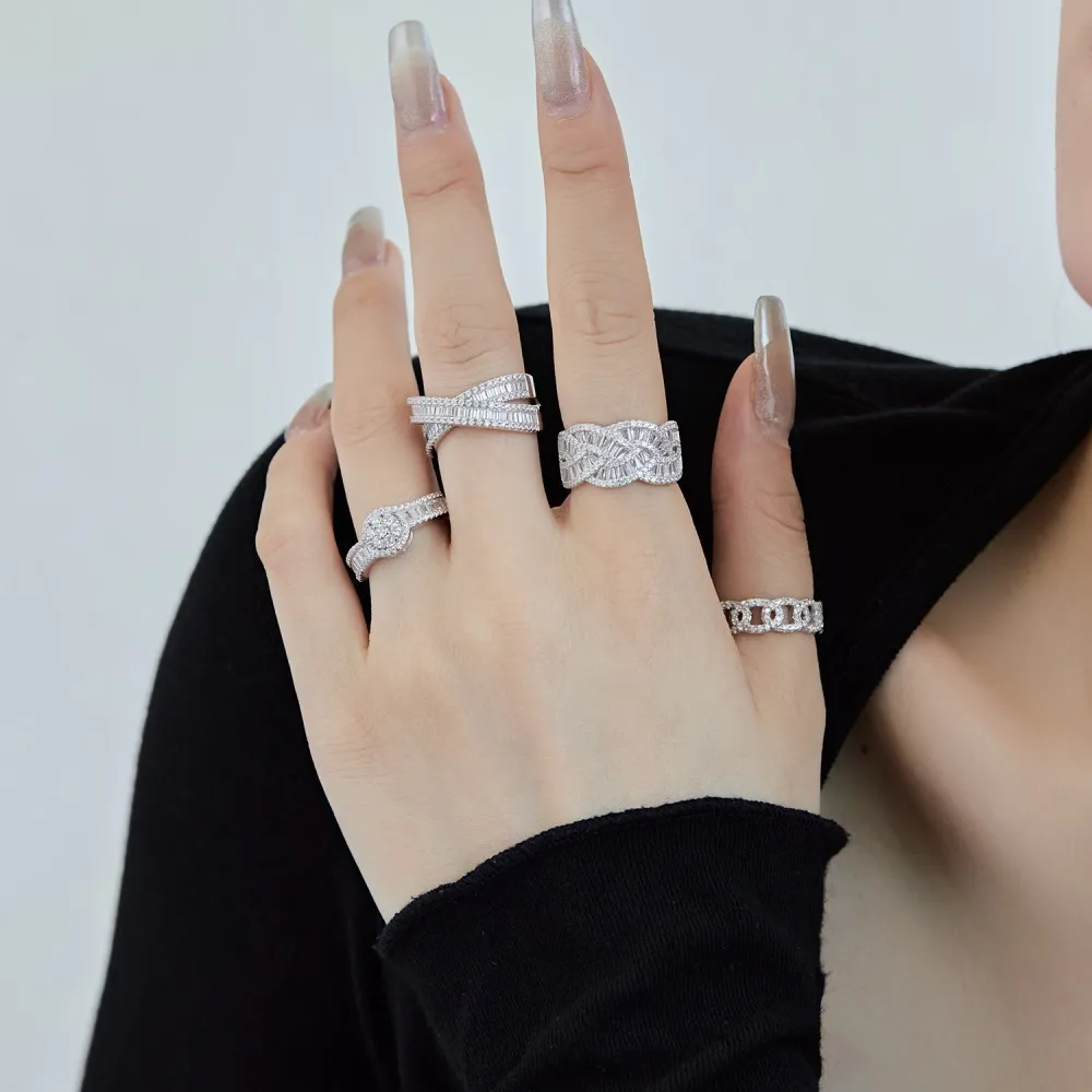 Luxury Cross Chain Zirconia Party Band Rings 70100193 - image2