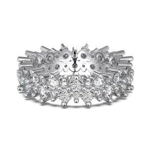 925 Sterling Silver Shiny Zirconia Layers Band Ring 70100195