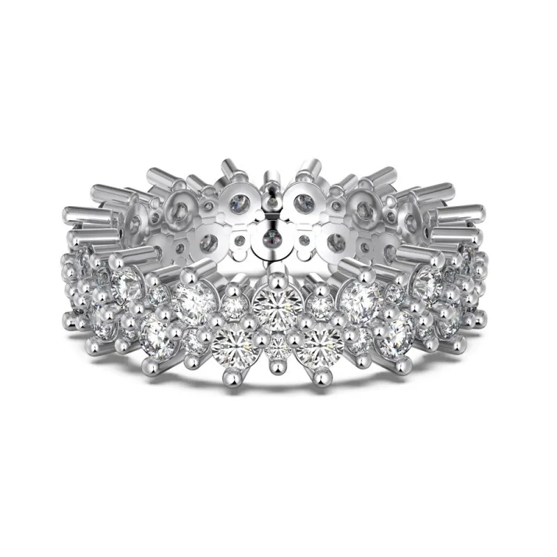 925 Sterling Silver Shiny Zirconia Layers Band Ring 70100195