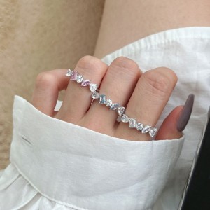 925 Sterling Silver Shiny Zirconia Band Ring 70100198