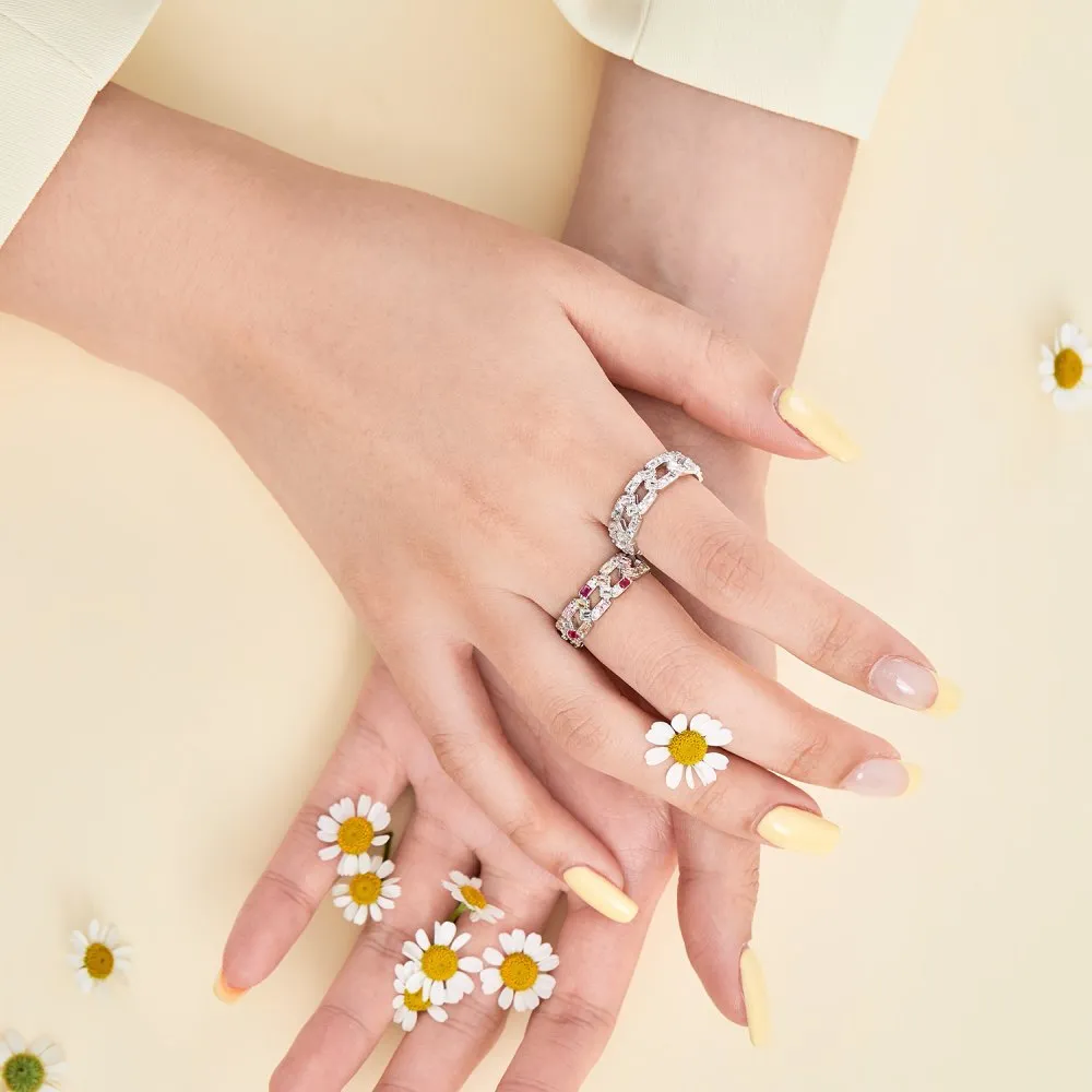 925 Sterling Silver Geometric Zirconia Band Ring 70100199 - image1