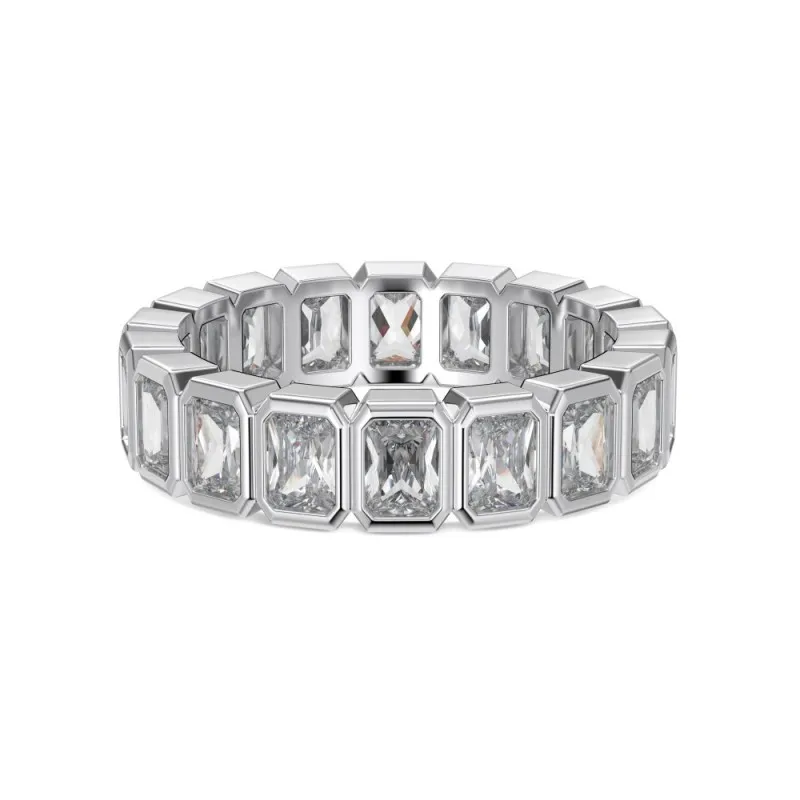 925 Sterling Silver Rectangle Zirconia Band Ring 70100201