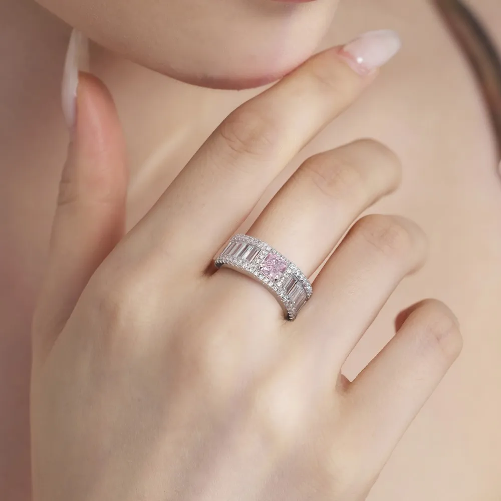 925 Sterling Silver 8A Square Zirconia Band Ring 70100202 - image1