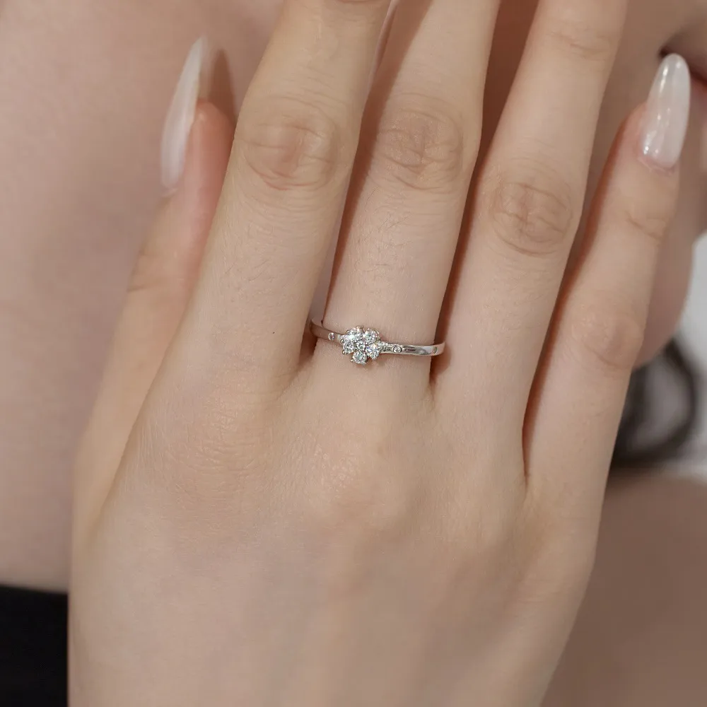 925 Sterling Silver Zirconia Flower Band Ring 70100204 - image2