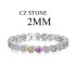 925 Sterling Silver 2mm Rainbow Zirconia Band Ring 70100208