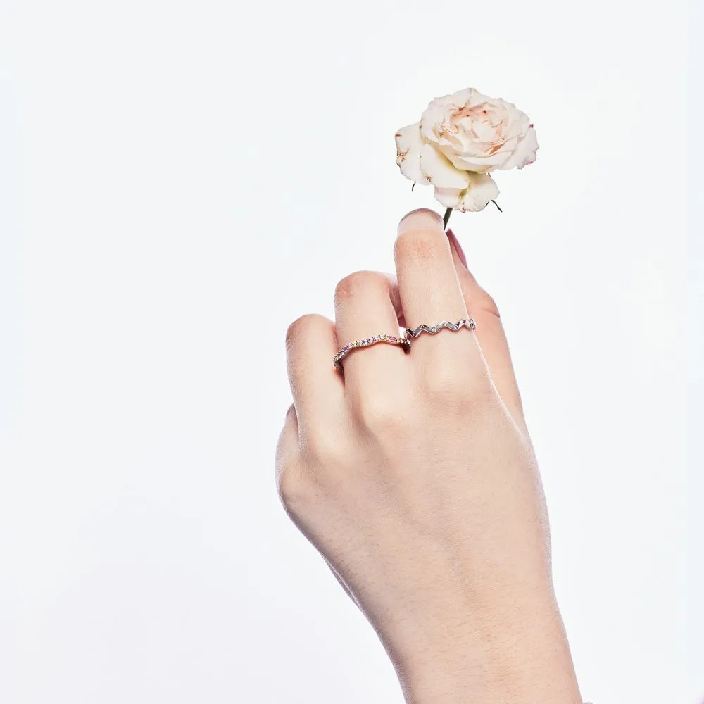 925 Sterling Silver Zirconia Curve Band Ring 70100209 - image1