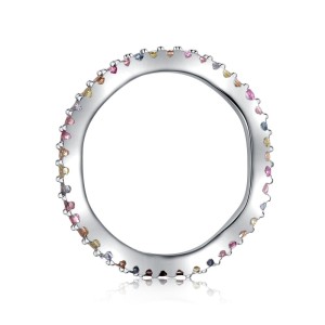 925 Sterling Silver Rainbow Zirconia Curve Band Ring 70100213