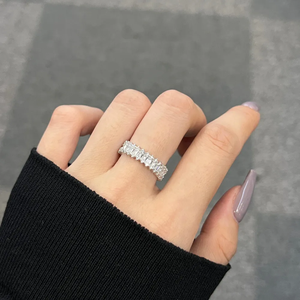 925 Sterling Silver Full Rectangle Zirconia Band Ring 70100216 - image2