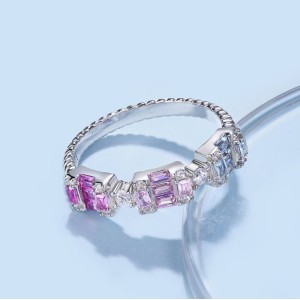 925 Sterling Silver Geometric Zirconia Band Ring 70100218