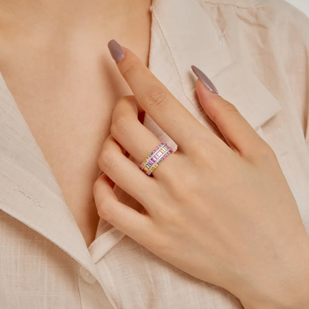 925 Sterling Silver Rainbow Full Zirconia Band Ring 70100222 - image2