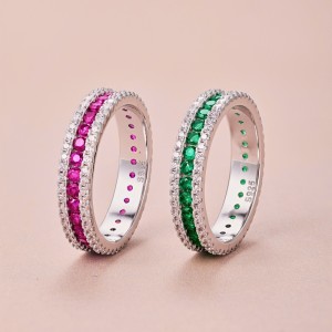 925 Sterling Silver Spark Full Zirconia Band Ring 70100224