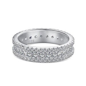 925 Sterling Silver Spark Full Zirconia Band Ring 70100224