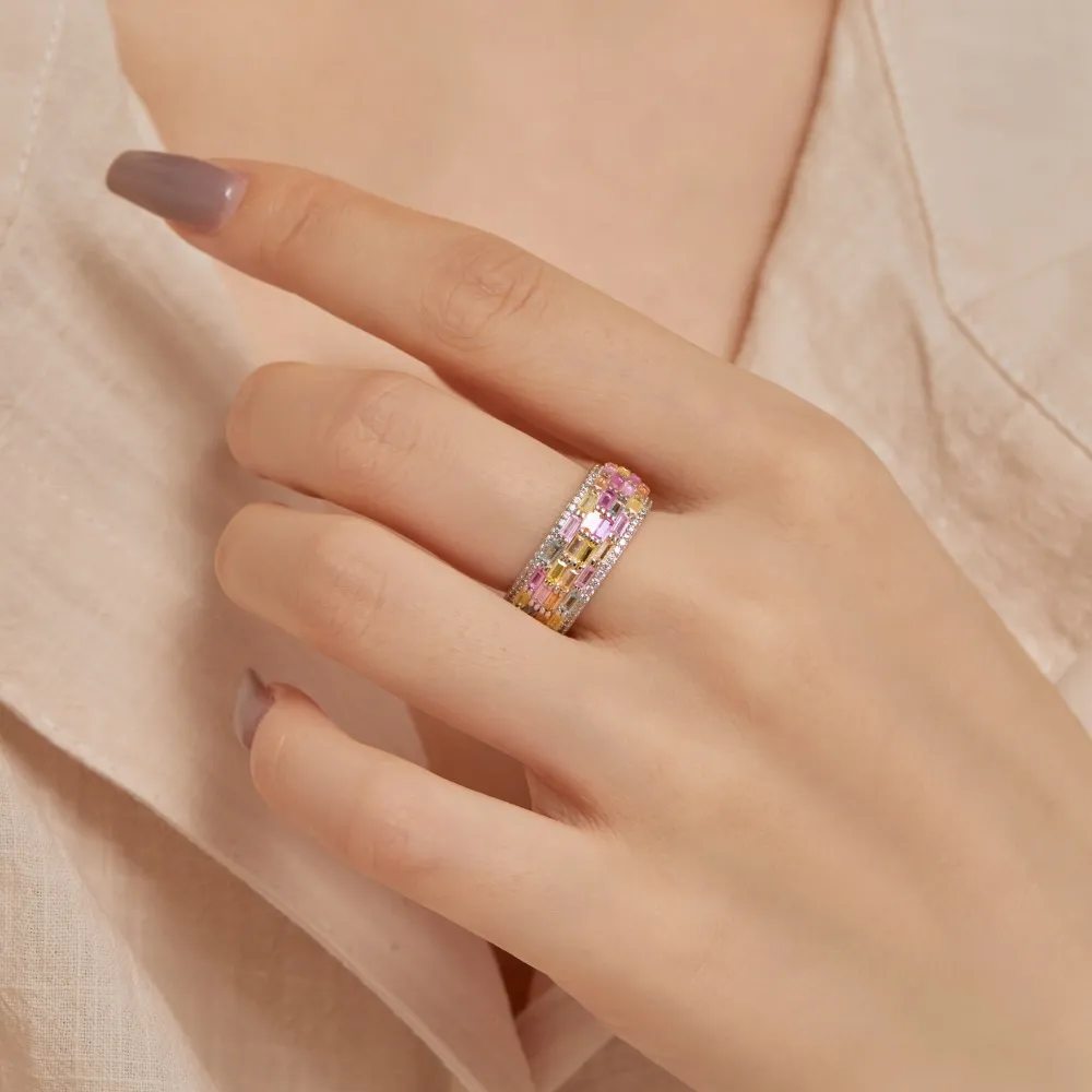 925 Sterling Silver Luxury Rainbow Zirconia Band Ring 70100225 - image2