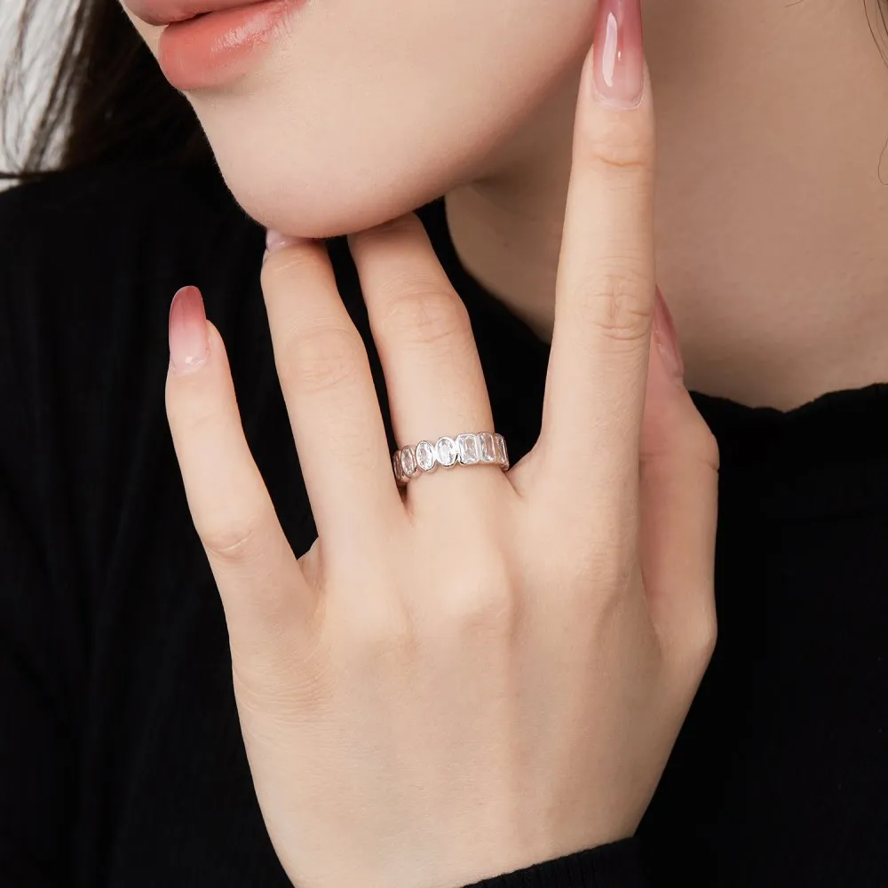 925 Sterling Silver Hiphop Zirconia Band Ring 70100231 - image2