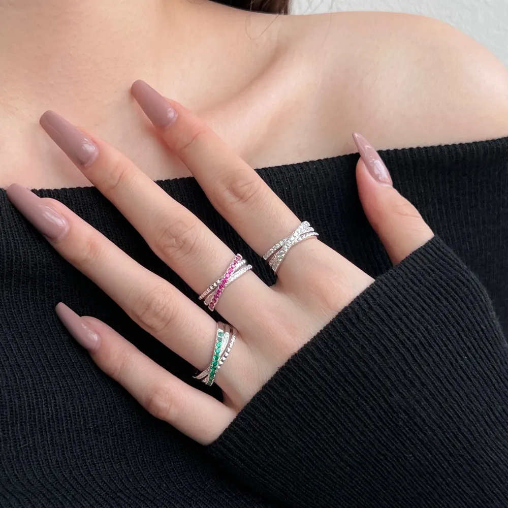 925 Sterling Silver Luxury Twisted Zirconia Band Ring 70100233 - image2