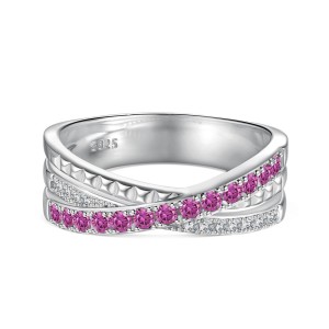 925 Sterling Silver Luxury Twisted Zirconia Band Ring 70100233