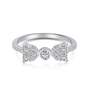 925 Sterling Silver Sparkle Bow Zirconia Band Ring 70100235