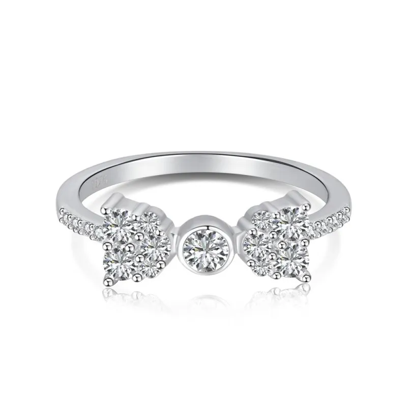 925 Sterling Silver Sparkle Bow Zirconia Band Ring 70100235