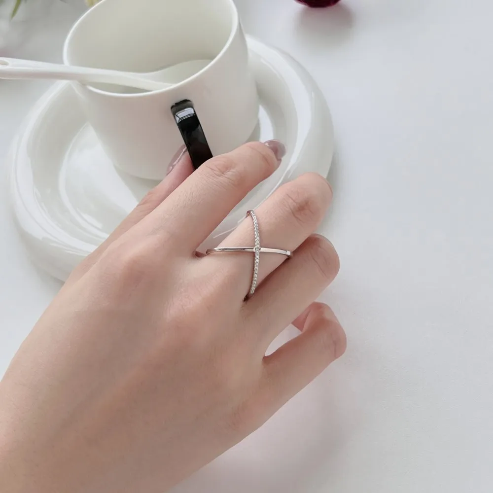 925 Sterling Silver Luxury X Zirconia Band Ring 70100237 - image1