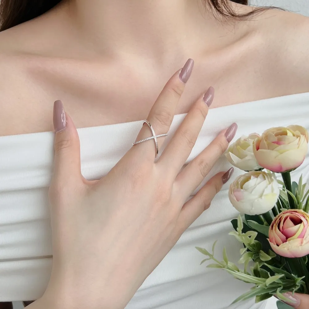 925 Sterling Silver Luxury X Zirconia Band Ring 70100237 - image2