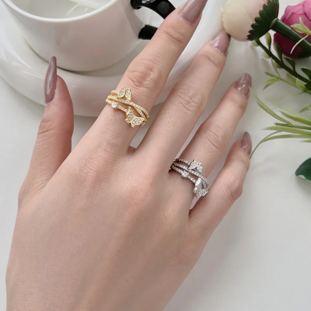 925 Sterling Silver Butterfly Zirconia Band Ring 70100238 - image1