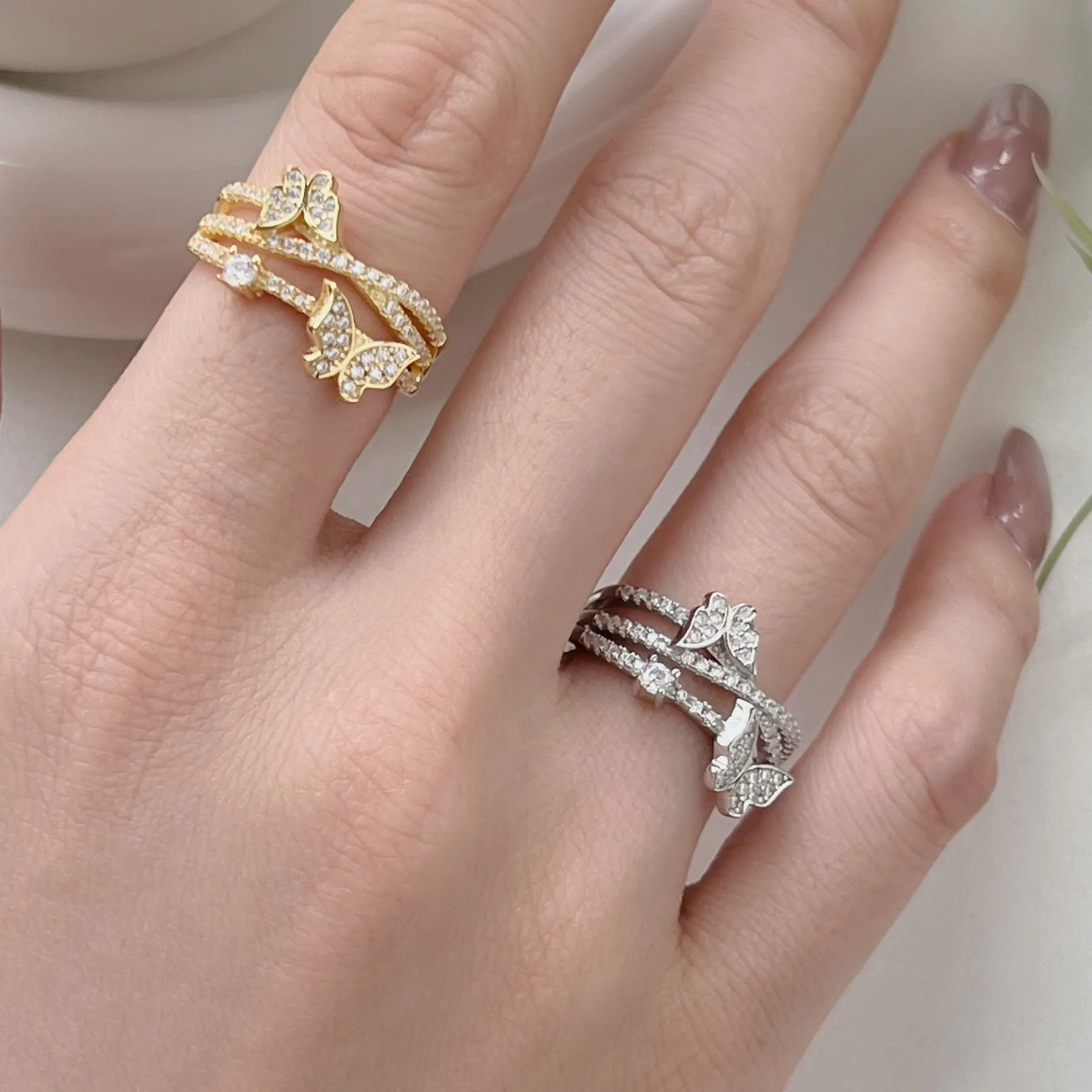 925 Sterling Silver Butterfly Zirconia Band Ring 70100238 - image2