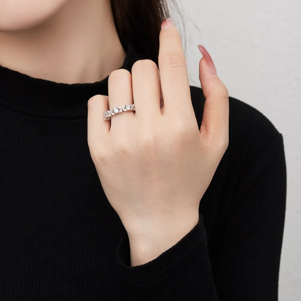 925 Sterling Silver Luxury Flower Zirconia Band Ring 70100240 - image2
