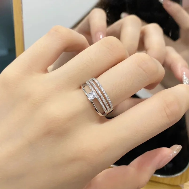 925 Sterling Silver Luxury Layers Zirconia Band Ring 70100241 - image1