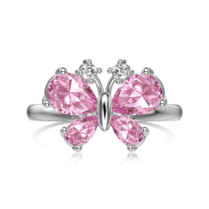 925 Sterling Silver Luxury Butterfly Zirconia Band Ring 70100242