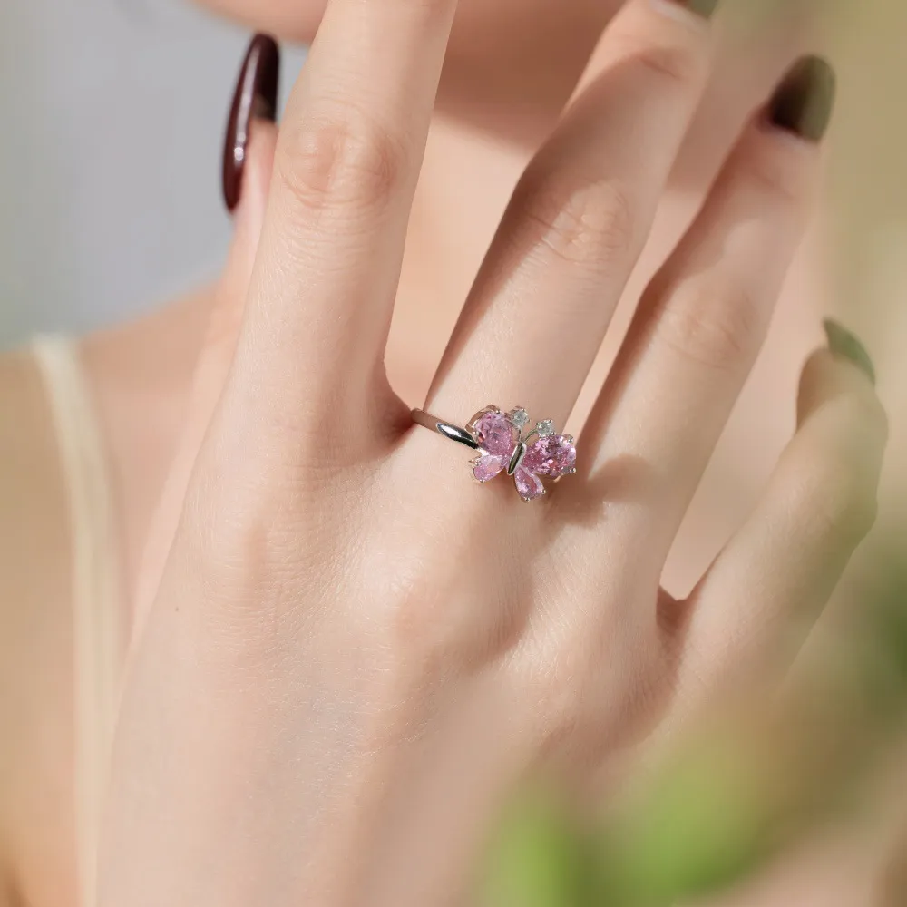925 Sterling Silver Luxury Butterfly Zirconia Band Ring 70100242 - image1