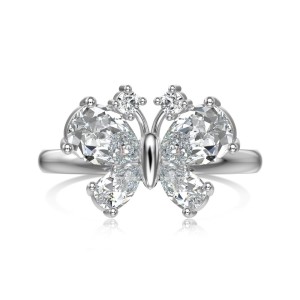 925 Sterling Silver Luxury Butterfly Zirconia Band Ring 70100242