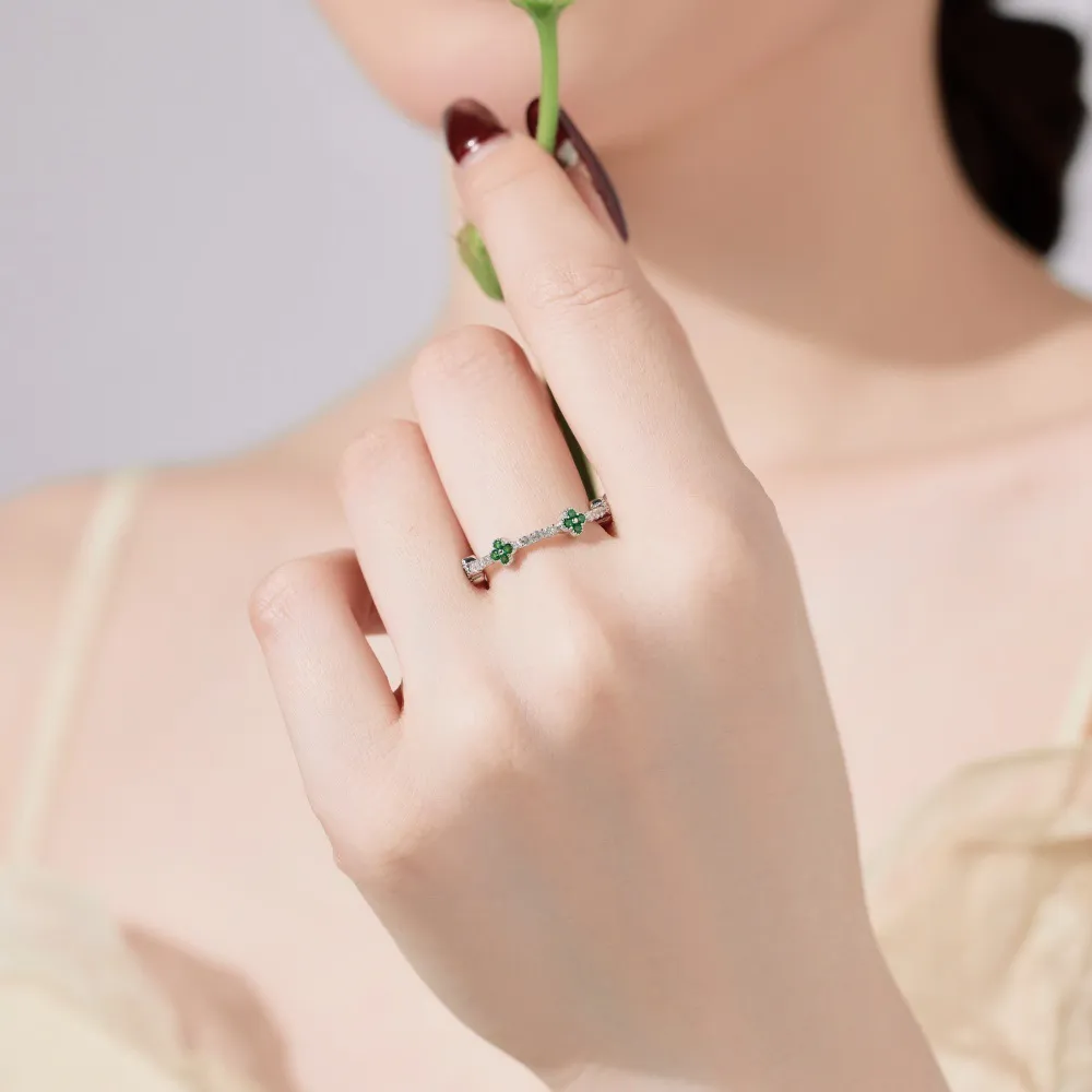 925 Sterling Silver Zirconia Flower Band Ring 70100244 - image2