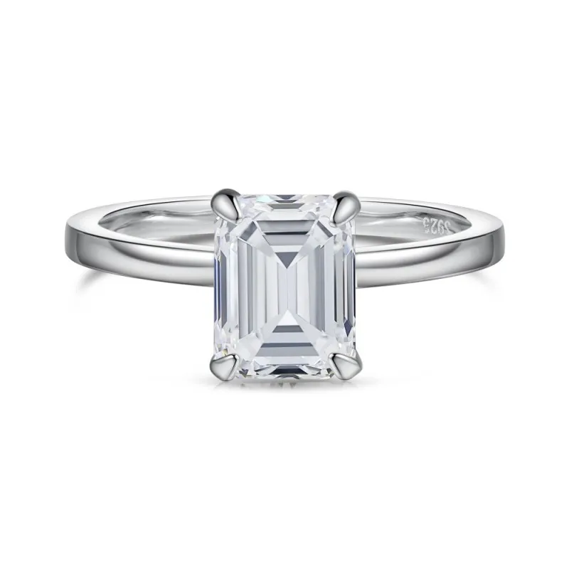 925 Sterling Silver Sparkle Rectangle Zirconia Band Ring 70100245