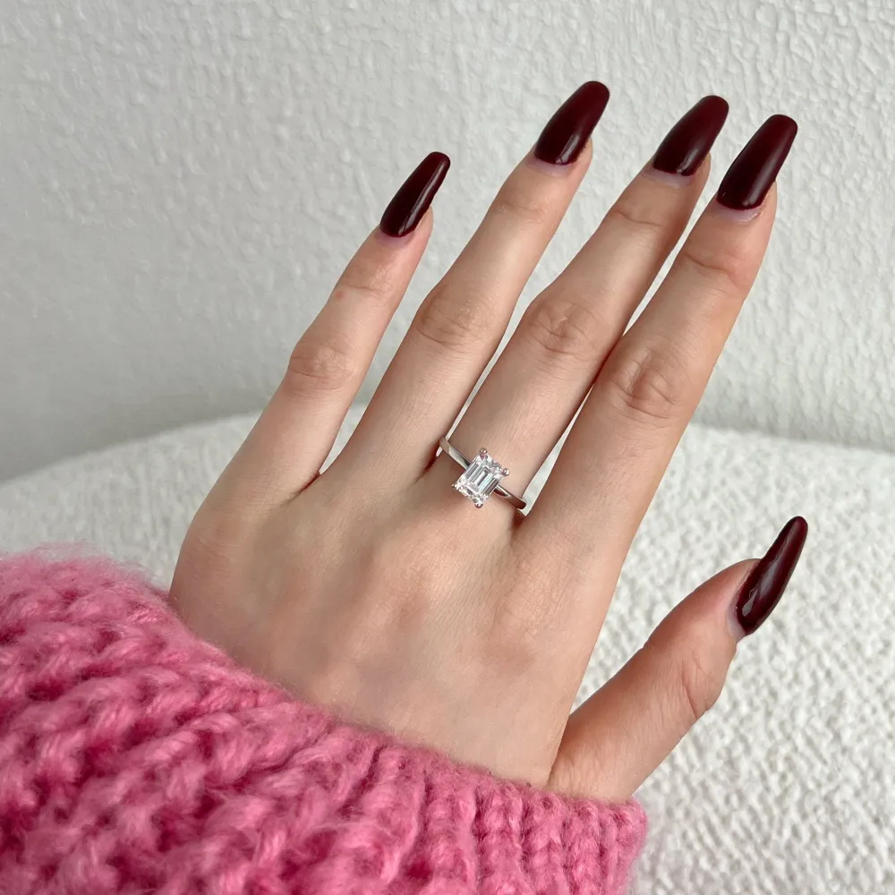 925 Sterling Silver Sparkle Rectangle Zirconia Band Ring 70100245 - image1
