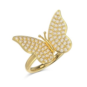 925 Sterling Silver Shiny Butterfly Zirconia Band Ring 70100247