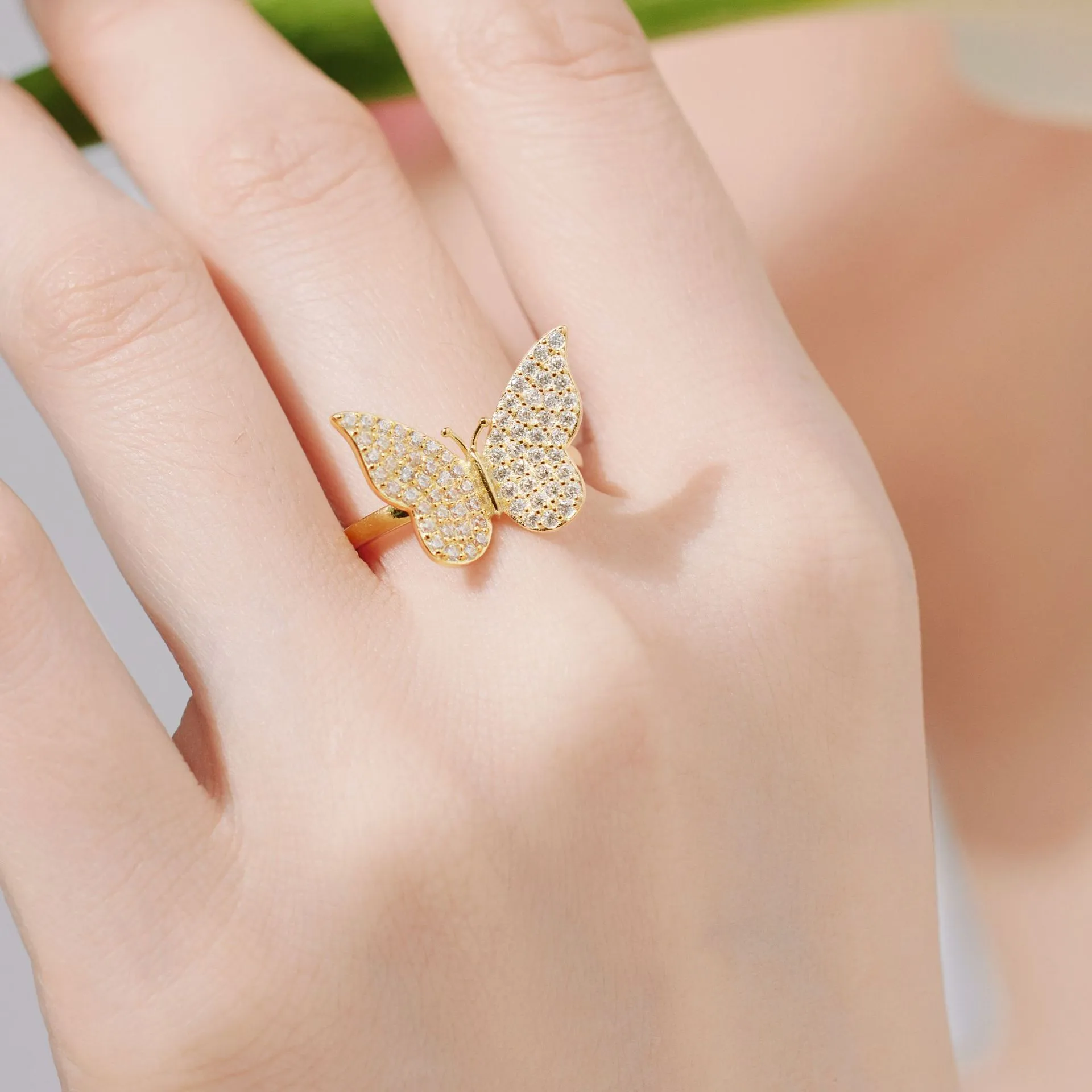 925 Sterling Silver Shiny Butterfly Zirconia Band Ring 70100247 - image1