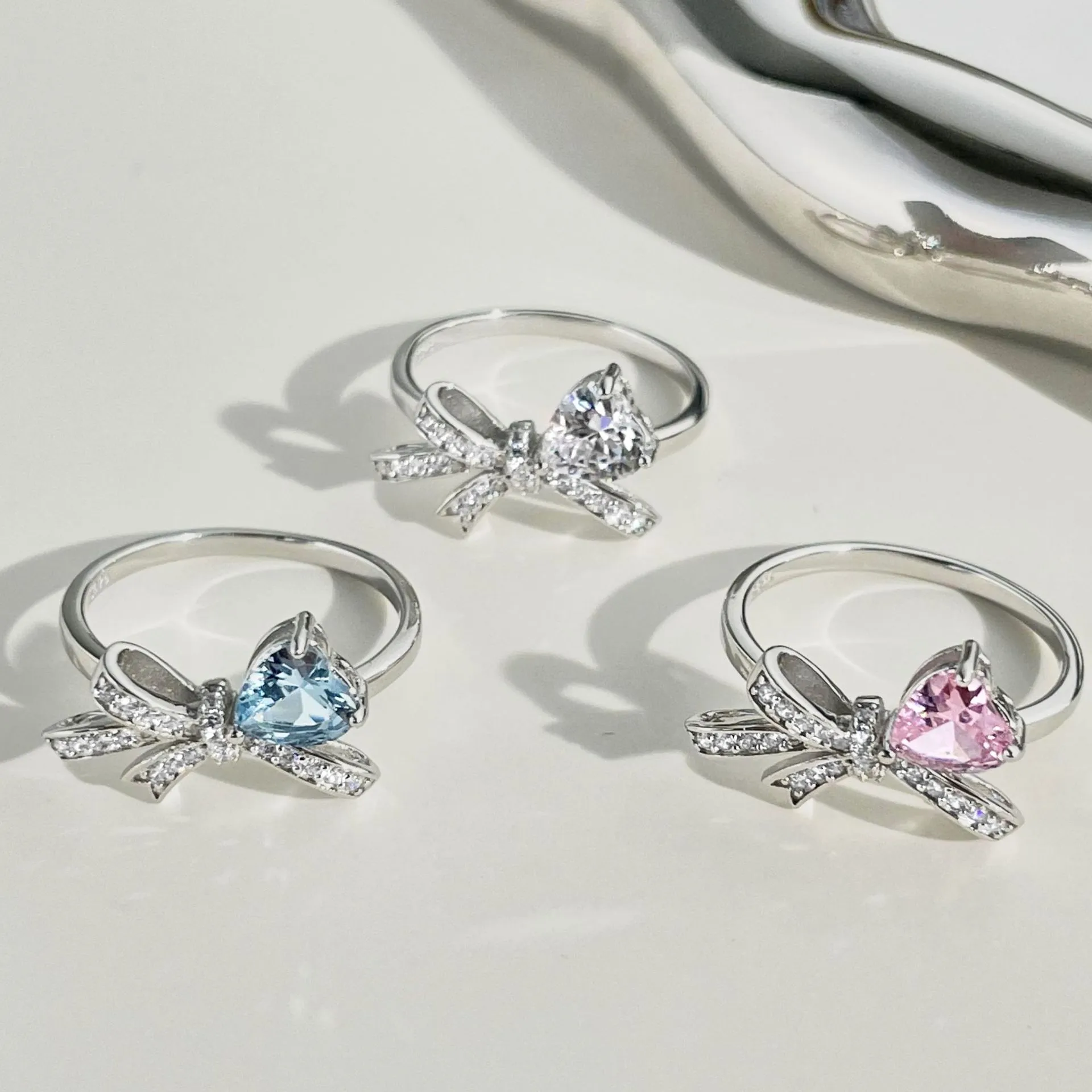 925 Sterling Silver Luxury Bow Zirconia Band Ring 70100248 - image1