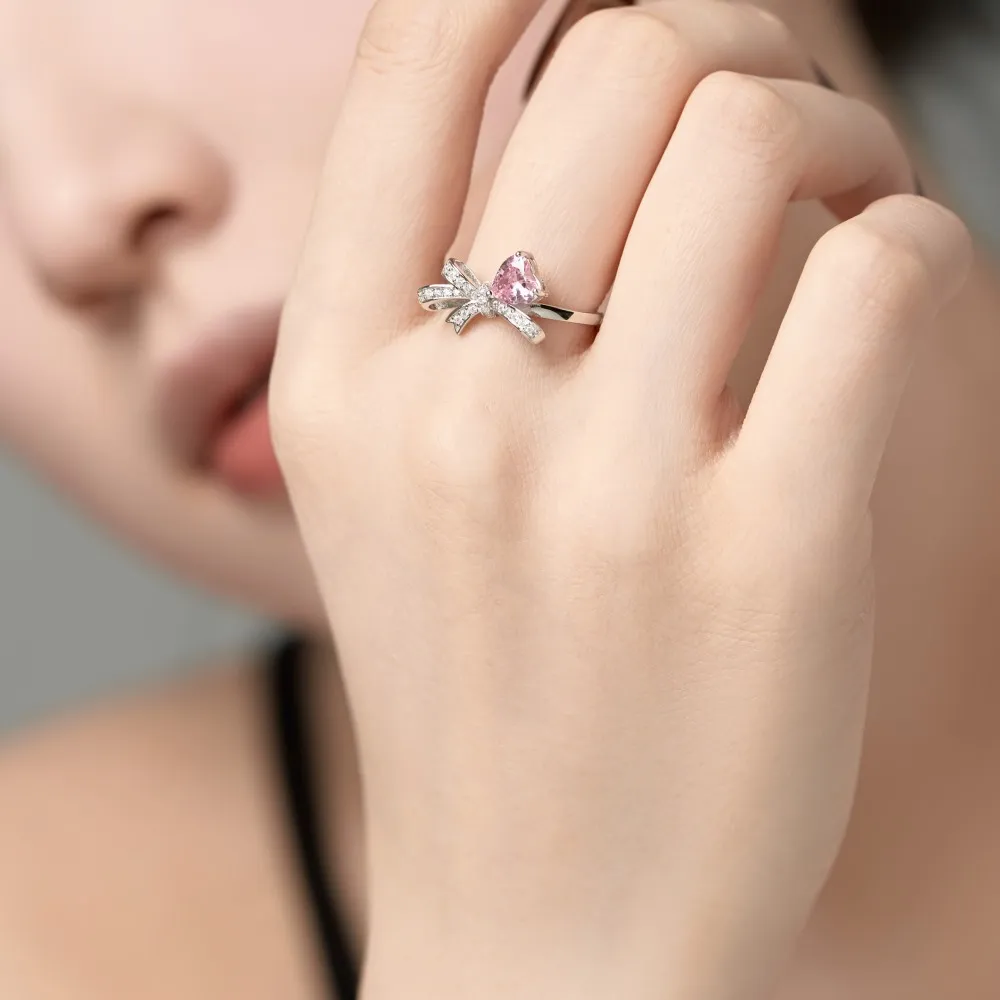 925 Sterling Silver Luxury Bow Zirconia Band Ring 70100248 - image3