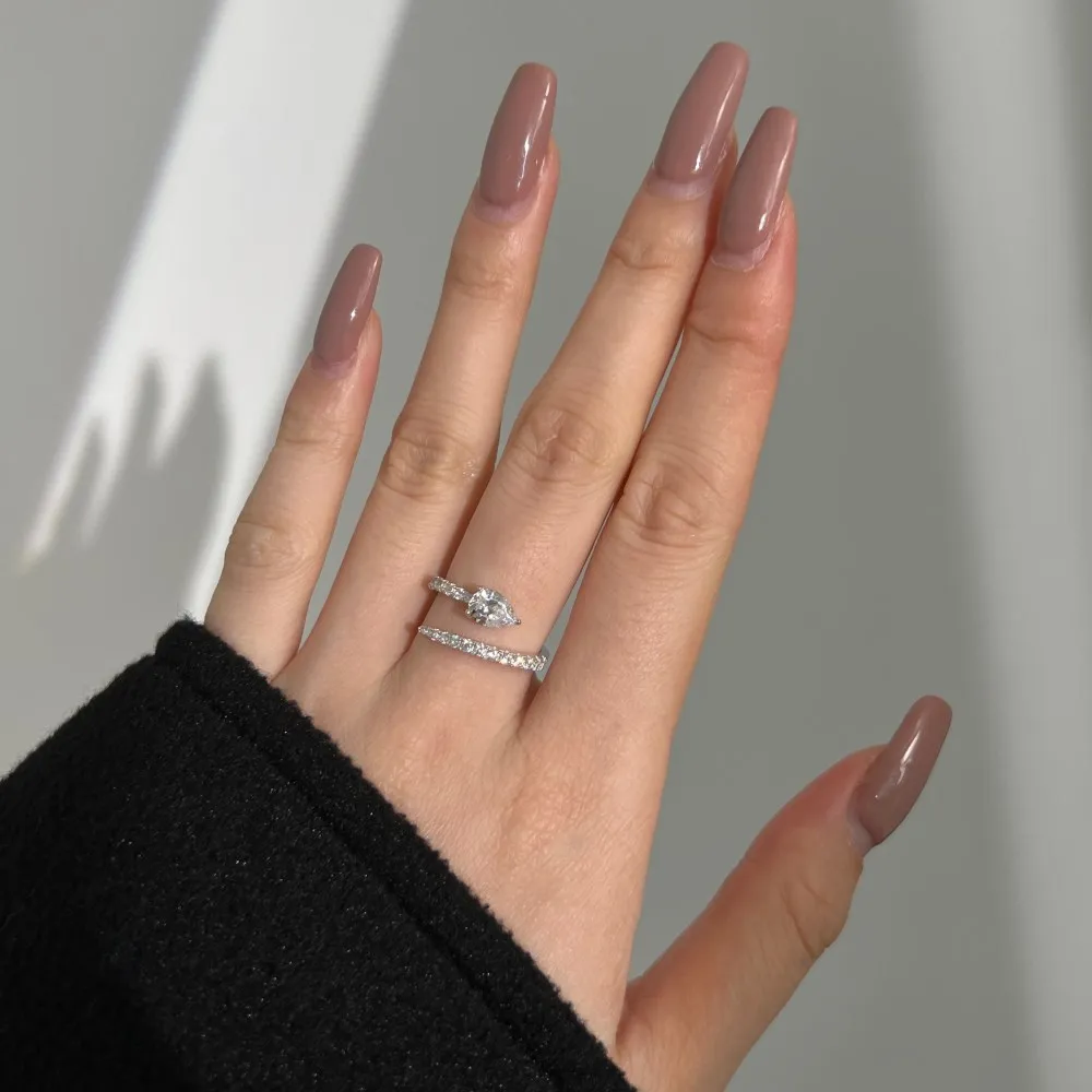 925 Sterling Silver Waterdrop Snake Zirconia Band Ring 70100252 - image2