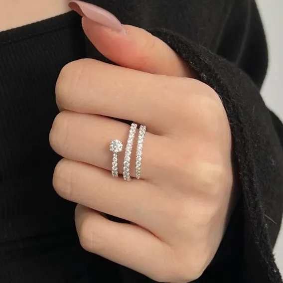 925 Sterling Silver Sparkle Layers Zirconia Band Ring 70100253 - image1