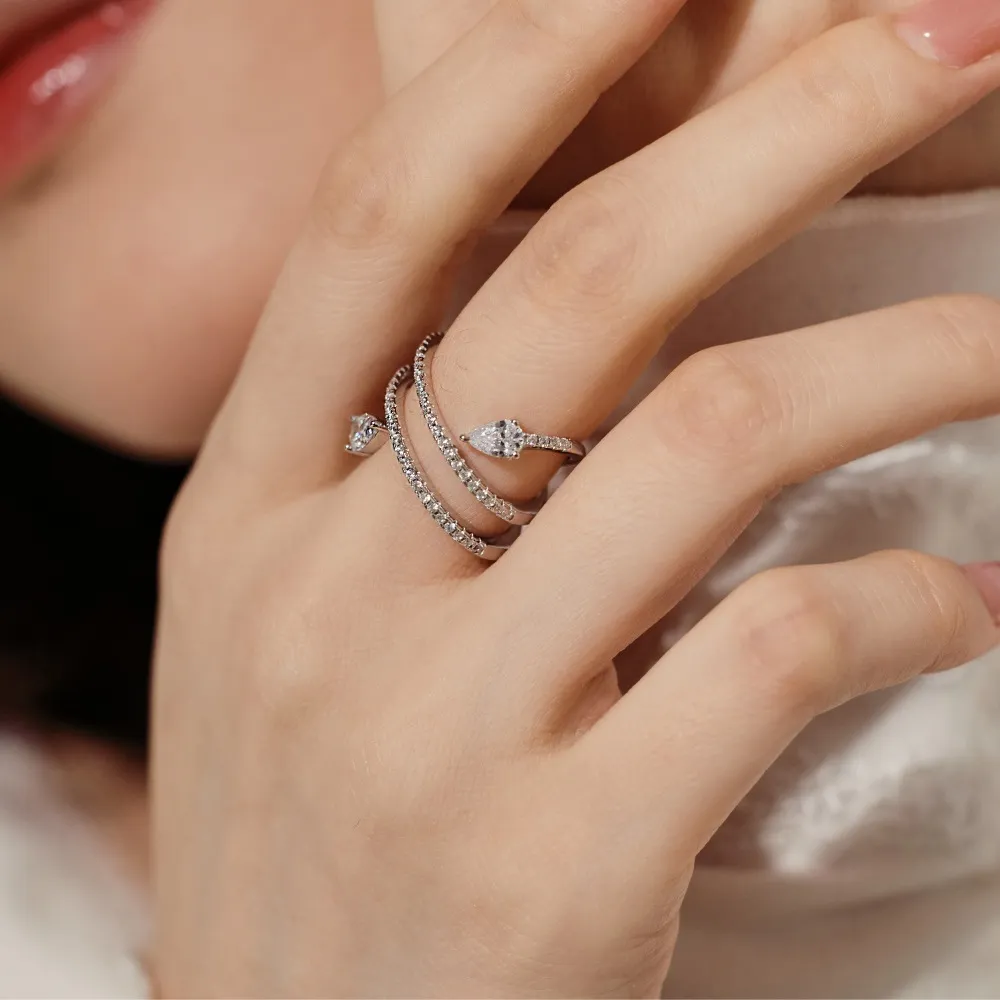 925 Sterling Silver Shiny Snake Zirconia Band Ring 70100254 - image1