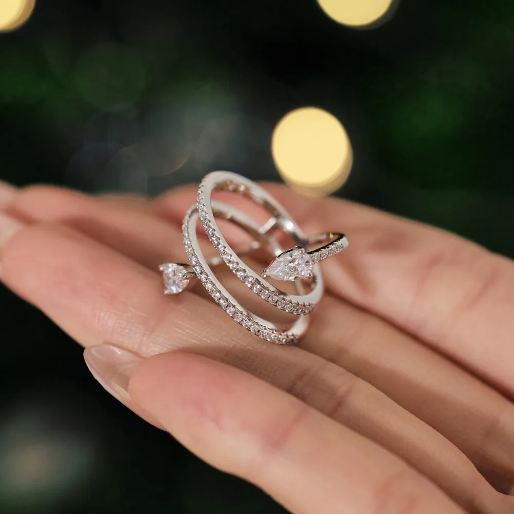 925 Sterling Silver Shiny Snake Zirconia Band Ring 70100254 - image2