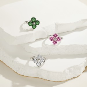 925 Sterling Silver Sparkle Flower Zirconia Band Ring 70100255