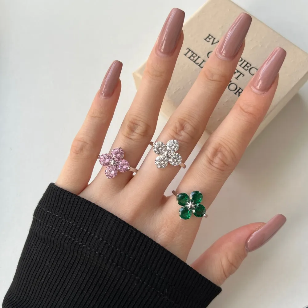 925 Sterling Silver Sparkle Flower Zirconia Band Ring 70100255 - image2