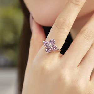 925 Sterling Silver Sparkle Flower Zirconia Band Ring 70100255