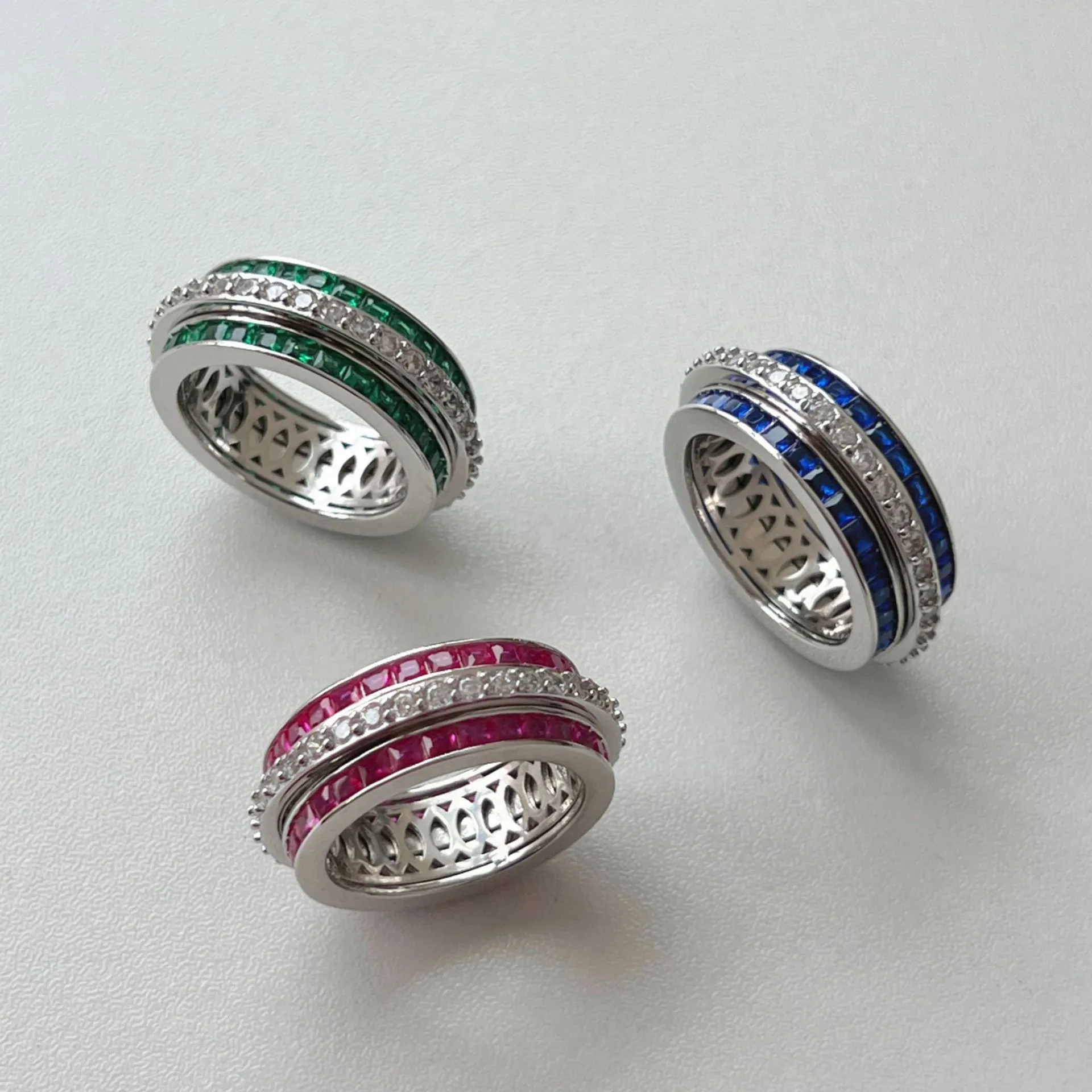 925 Sterling Silver Gear Zirconia Band Ring 70100256 - image6