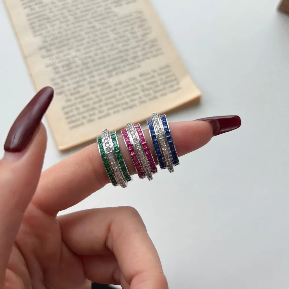925 Sterling Silver Gear Zirconia Band Ring 70100256 - image1