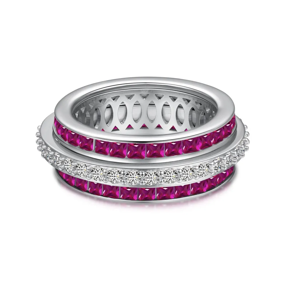 925 Sterling Silver Gear Zirconia Band Ring 70100256